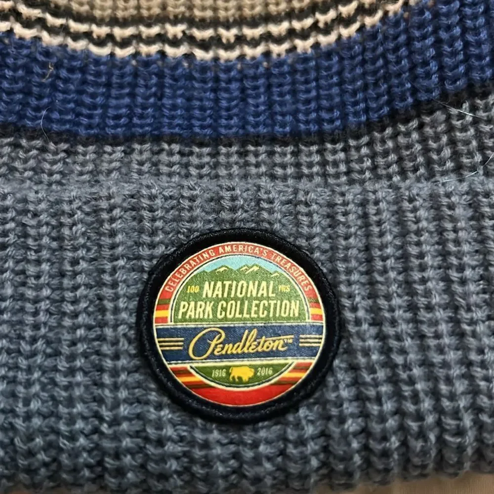 Pendleton National Park Collection Beanie with Blue and Gray Stripes